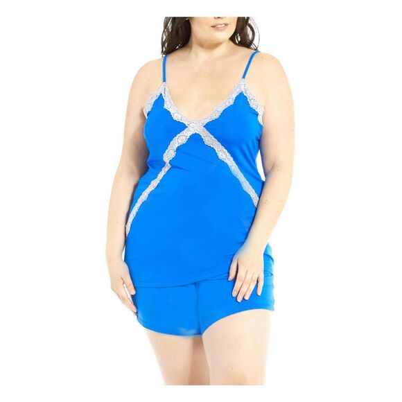 I COLLECTION Other - I COLLECTION Womens Blue Spaghetti Cami Top and Shorts Pajamas Plus 1X